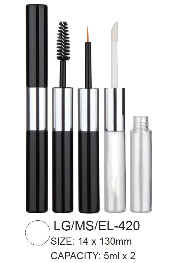 Dual Head Plastic Round Cosmetic Lipgloss/Mascara/Eyeliner Container